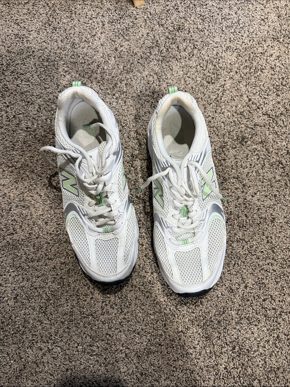 New Balance White and Light Green Women's Running Sneakers